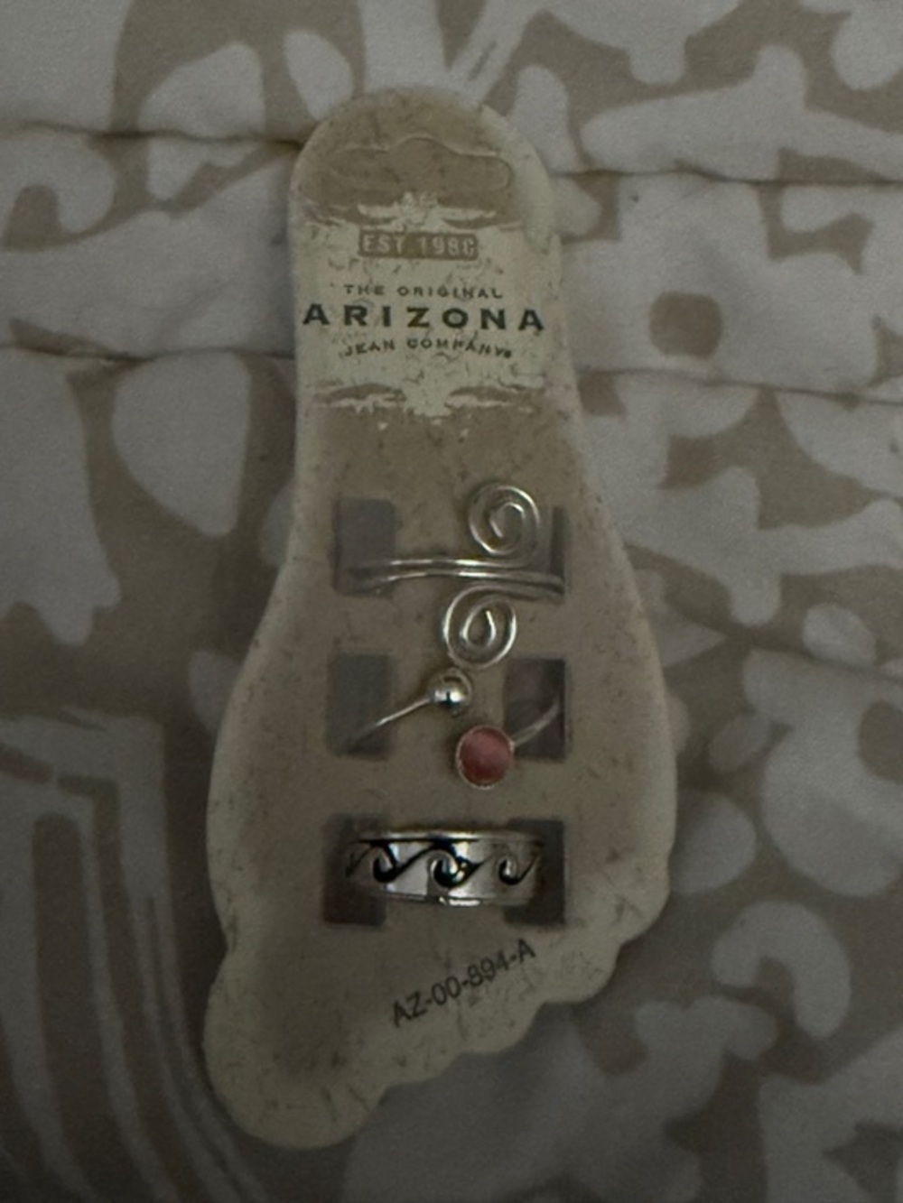 Arizona Jean Company Silver-Tone Stackable Toe Ring Set with Coral Accent